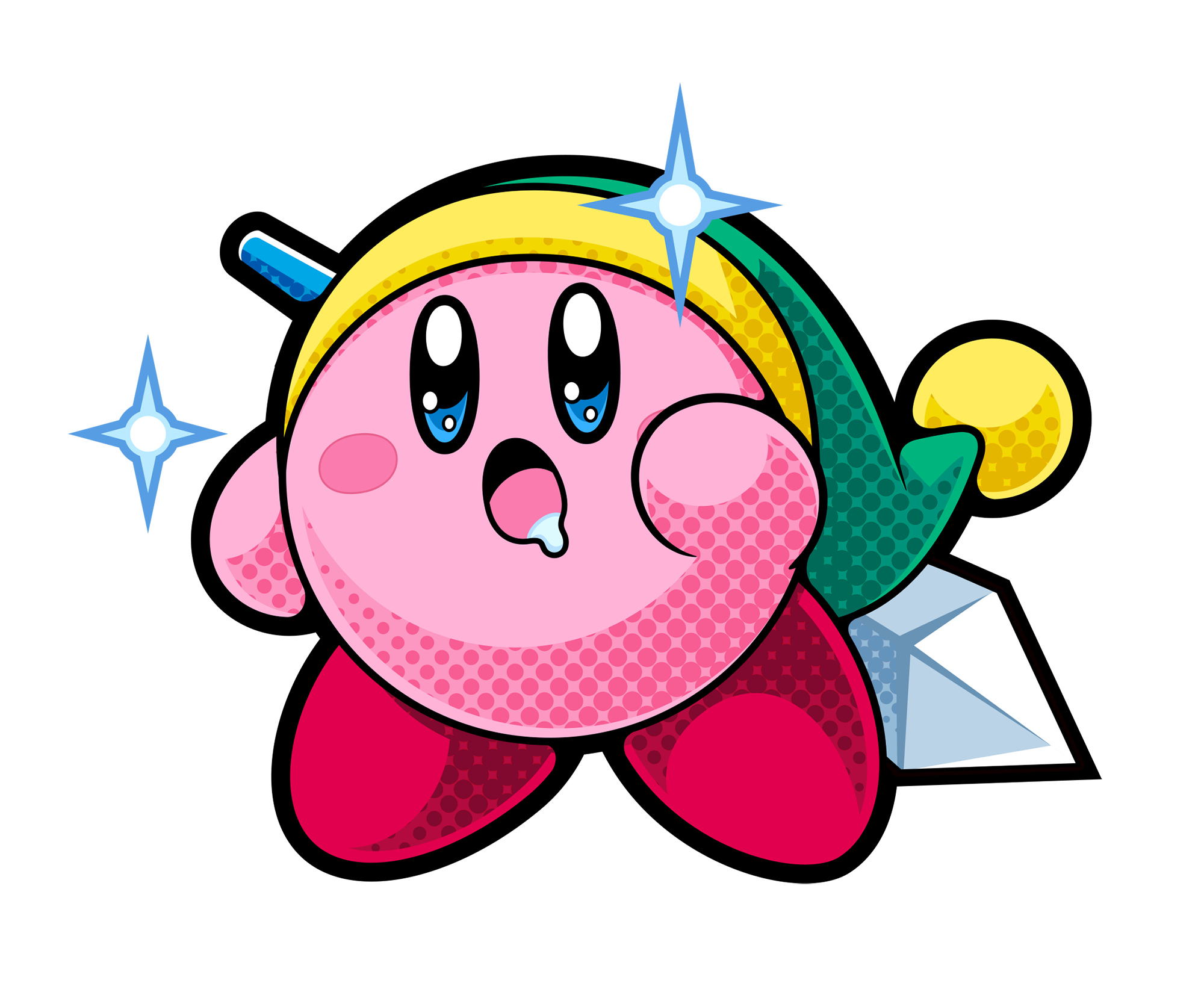 A cute Kirby with a sword.